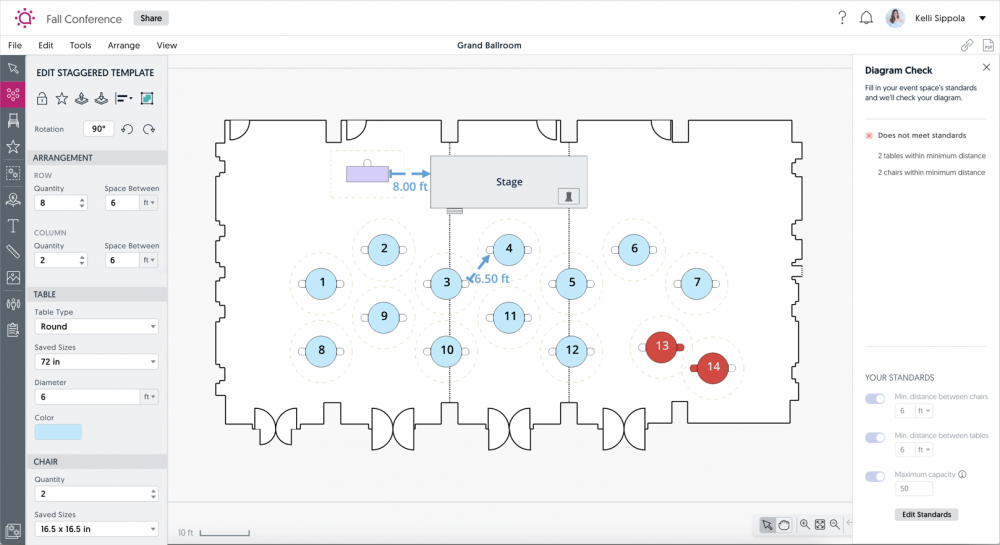 Run an audit to check layout safety, using event planning software to improve your event design.