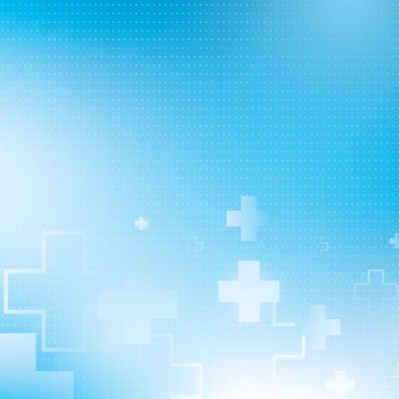Blue and white pharmaceutical medical hero background with cross symbols and dotted grid pattern.