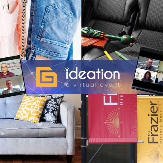 A collage of images and Ideation Virtual Event text, showcasing different aspects of virtual events.