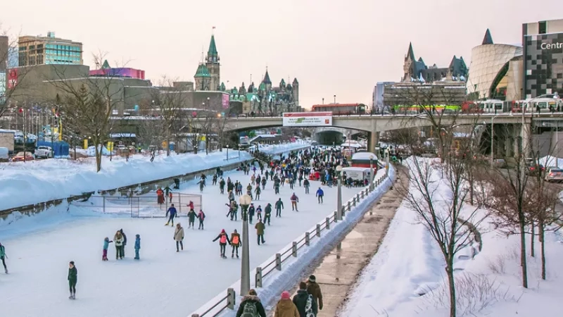 Ottawa's Rideau Canal waterway is transformed into the world's largest skating rink in winter.