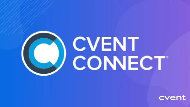 The Cvent Connect logo with a blue background and white and green text on a badge.