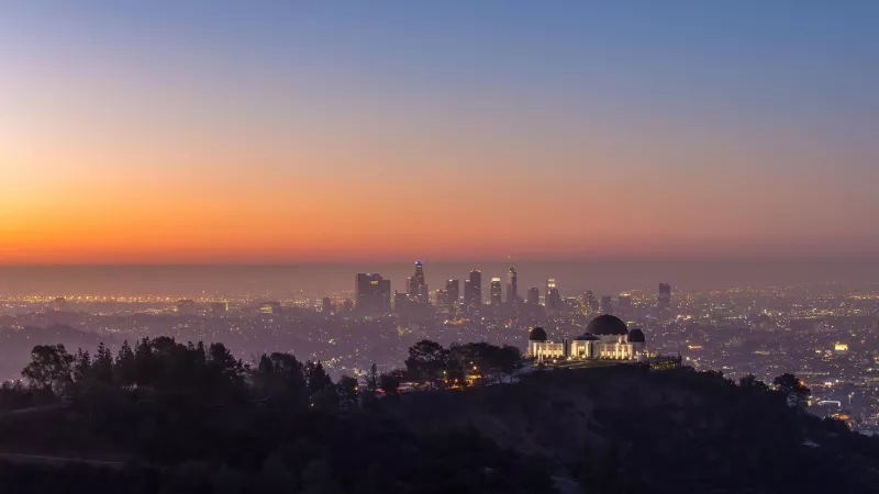 View Of Illuminated City At Sunset Photo Taken In Anaheim California