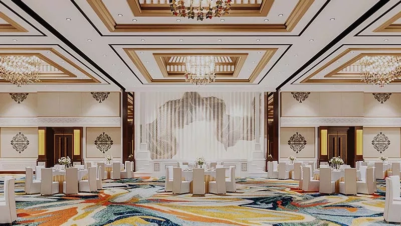 A grand ballroom at JW Marriott Hotel Changsha with elegant decor and luxurious furnishings.