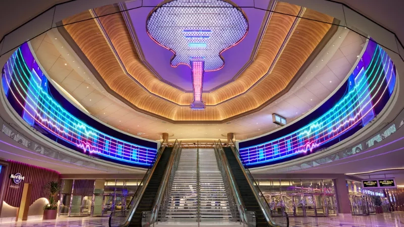 A view of the interior of the Hard Rock Hotel and Casino in Atlantic City.