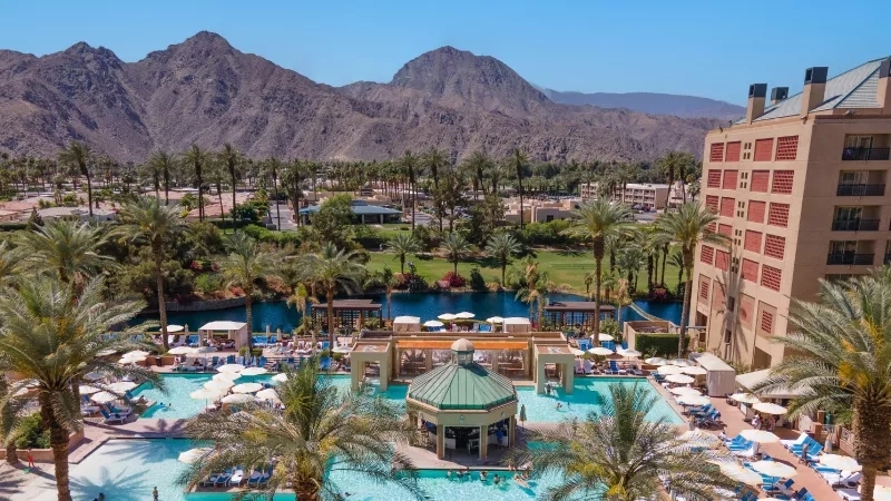 An aerial view of the Renaissance Esmeralda Resort & Spa, Indian Wells in California.