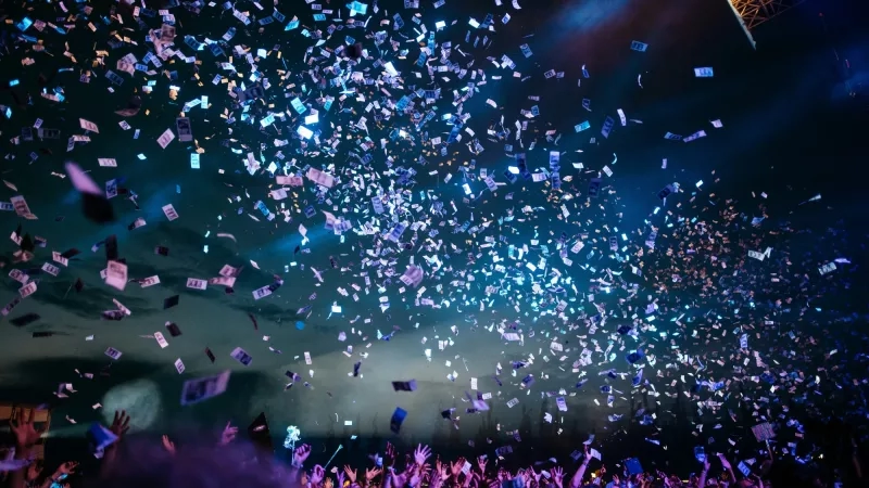 People partying with confetti