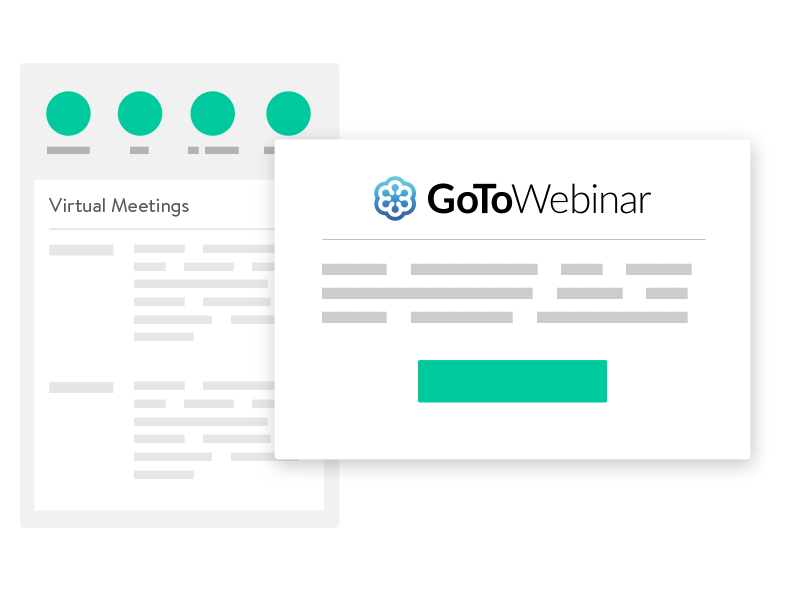 An image of a GoToWebinar integration with virtual meetings displayed on a laptop and smartphone.