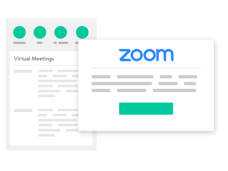 Zoom integration in Workday with virtual meetings and a green button on a white background.