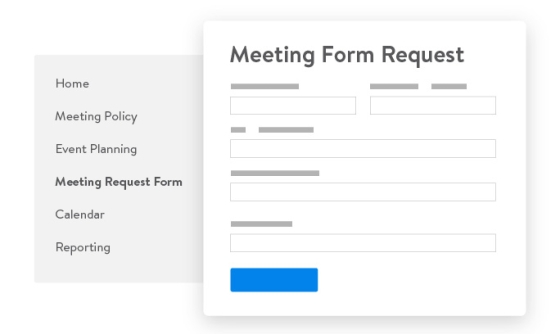 Meeting request form details on the left side and the form on the right side.