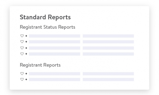 Registrant Status Reports and Registrant Reports with plus signs next to each in the Standard Reports.