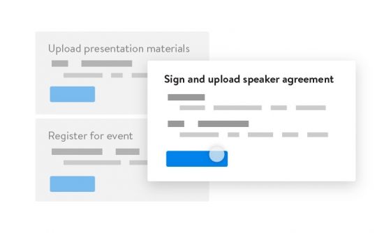 Speaker Resource Center: Coordinate speaker activities, including uploading presentation materials, registering for events, and signing agreements.