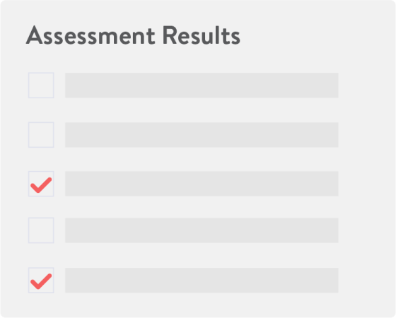 A screenshot of an assessment result with two checked boxes and three unchecked boxes.