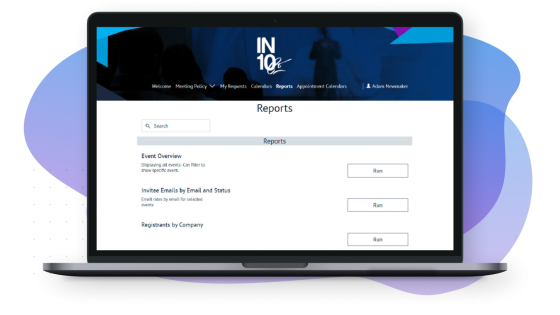 Laptop with a webpage with three reports that are available to be run.