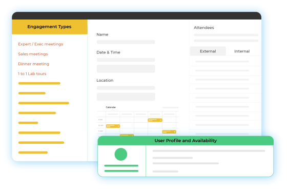 Schedule and manage lab visits with an integrated calendar, tracking user profiles and availability.