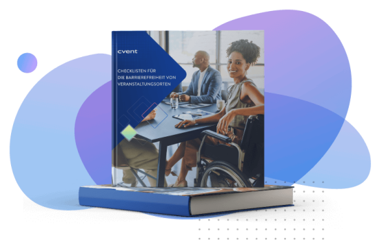 Book titled "Checklist for the accessibility of event spaces" with a woman in a wheelchair on the cover.