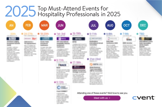 Trade show calendar for event professionals in the hospitality industry in 2025 by Cvent.
