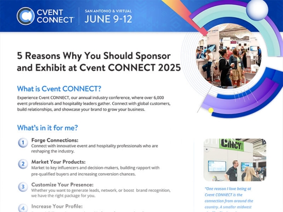 Sponsor 25 blurred report that reads, 5 reasons why you should sponsor and exhibit at Cvent Connect 2025.